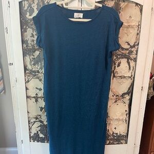 Lou & Grey, Blue Maxi Linen Dress, Size S
